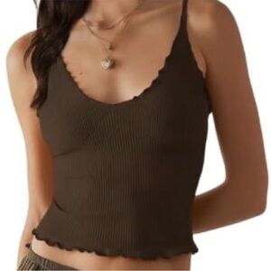NWT Free People Intimately easy to love brown Ribbed Tank Top